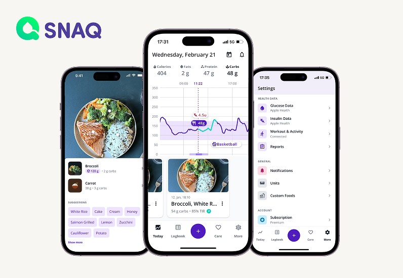 SNAQ is an award winning diabetes management app that supports people living with diabetes and meal planning